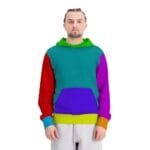 Custom colorful hoodie showing color block options