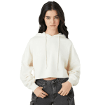 Women crop hoodie in gray with front pocket