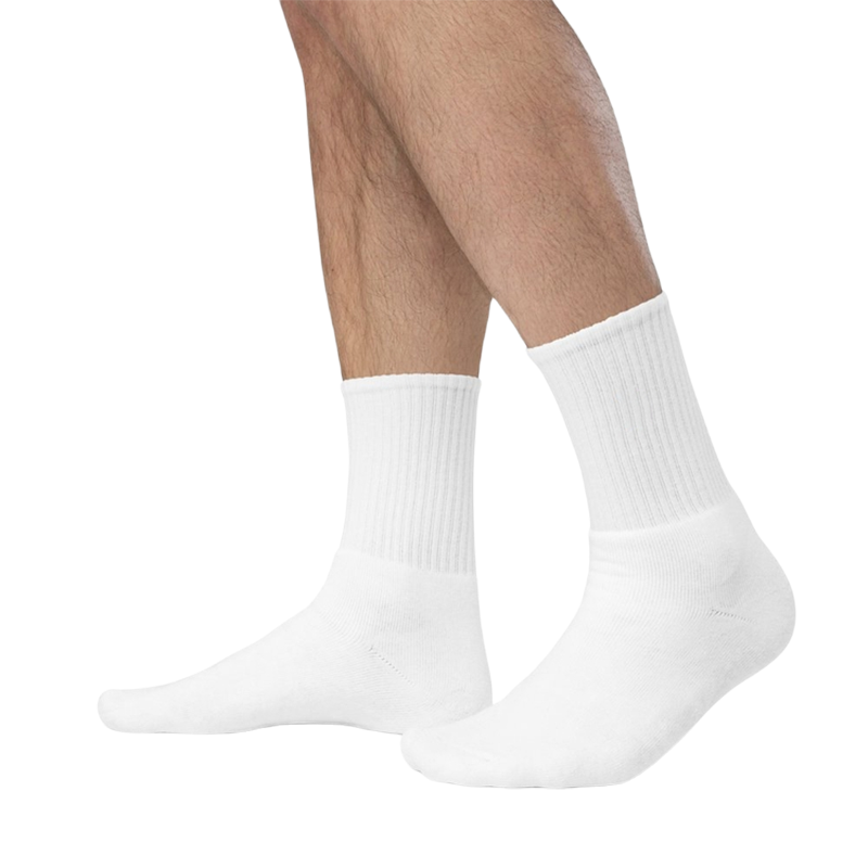 Front view of custom sport socks in breathable fabric