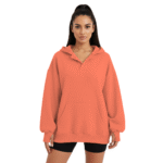 Women Oversized Fleece Pullover V Neck Long Sleeve Hoodie with Thumb Hole